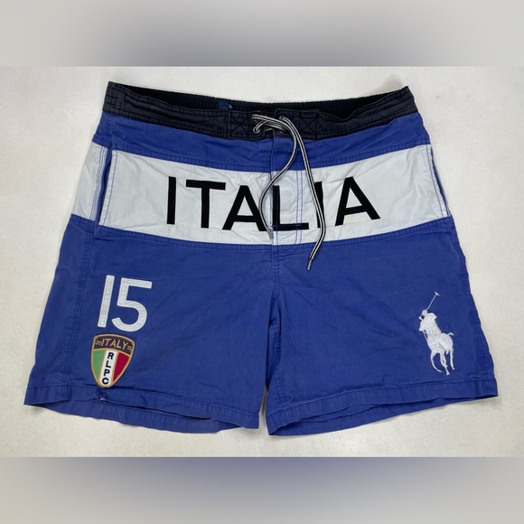 Polo Ralph Lauren Other - Polo Ralph Lauren Italy Swim Board Trunk Shorts Men Medium Blue White